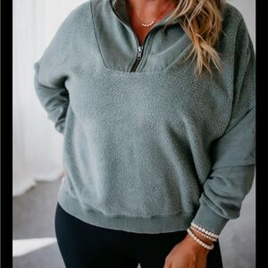 Women’s Quarter Zip Sage Green Pullover - Large